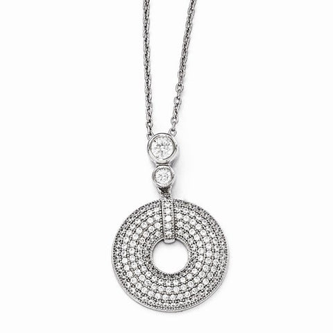 Sterling Silver & CZ Polished Fancy Pendant Necklace