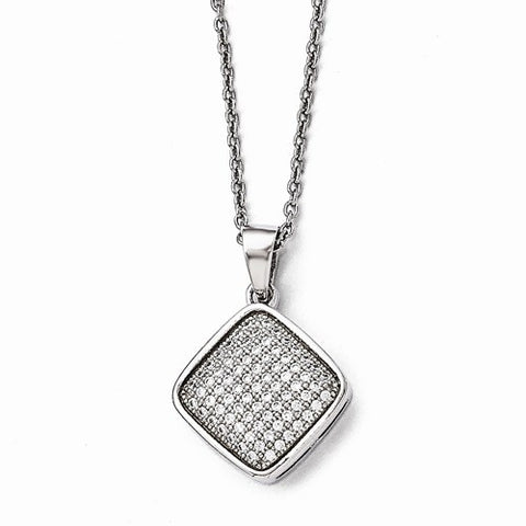 Sterling Silver & CZ Polished Fancy Pendant Necklace