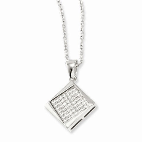 Sterling Silver & CZ Polished Fancy Pendant Necklace