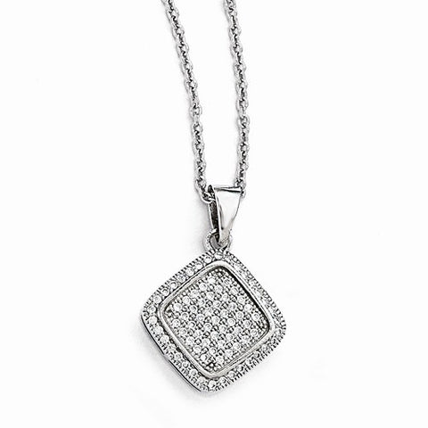 Sterling Silver & CZ Polished Fancy Pendant Necklace