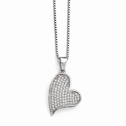 Sterling Silver & CZ Heart Pendant Necklace