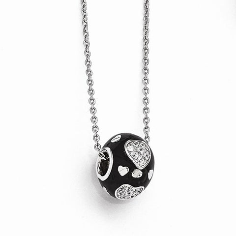 Sterling Silver & CZ Heart Pendant Necklace