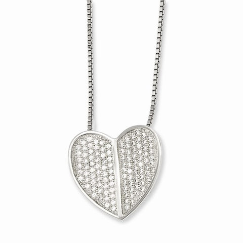 Sterling Silver & CZ Heart Pendant Necklace