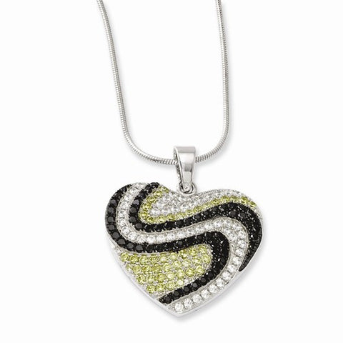 Sterling Silver & CZ Heart Pendant Necklace