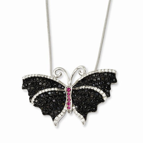 Sterling Silver & CZ Butterfly Pendant Necklace