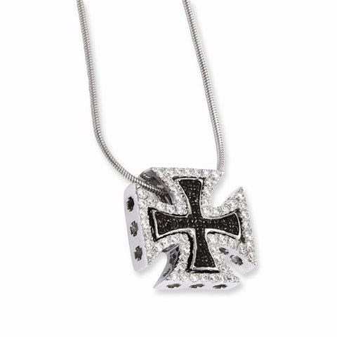 Sterling Silver & CZ Crosses Pendant Necklace