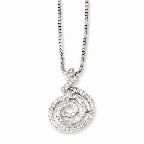 Sterling Silver & CZ Swirl Pendant Necklace