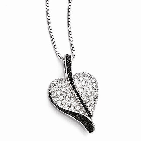 Sterling Silver & CZ Heart Pendant Necklace