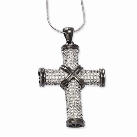 Sterling Silver & CZ Cross Pendant Necklace