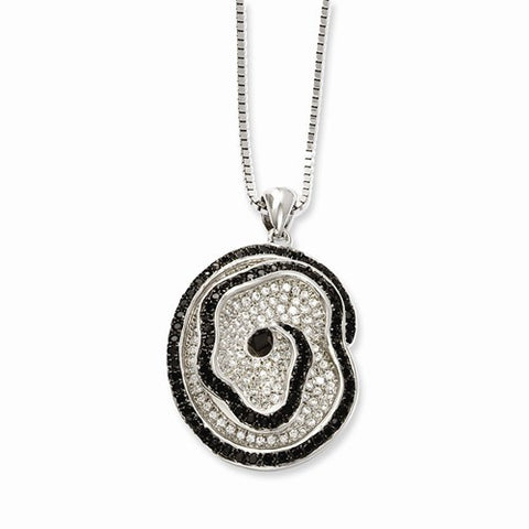 Sterling Silver & CZ Rose Pendant Necklace