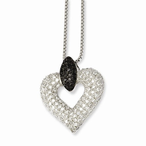 Sterling Silver & CZ Heart Pendant Necklace