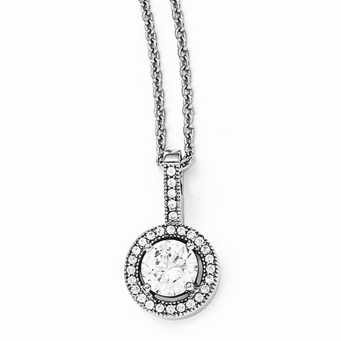 Sterling Silver & CZ Pendant Necklace