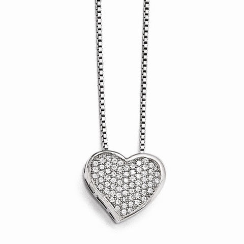 Sterling Silver & CZ Heart Pendant Necklace