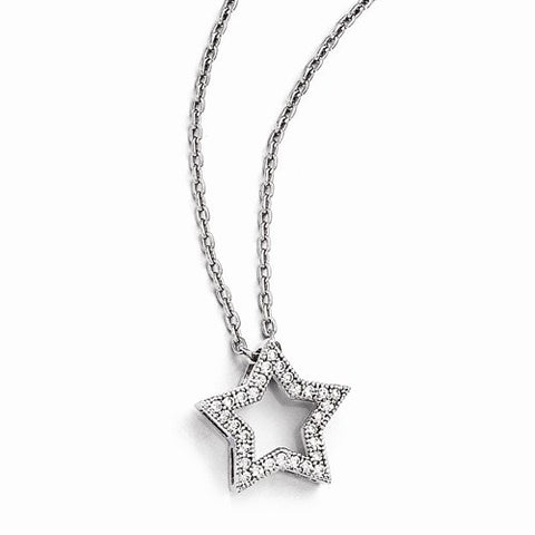 Sterling Silver & CZ Star Pendant Necklace