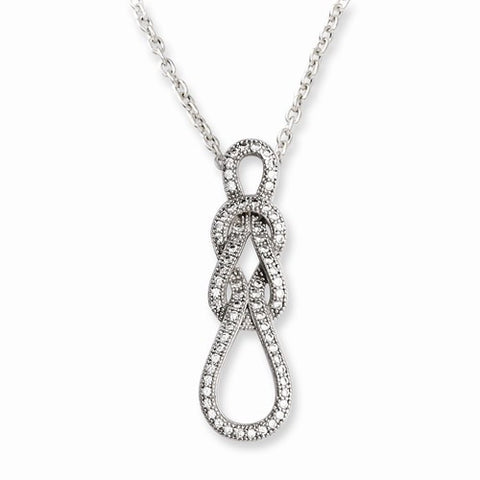 Sterling Silver & CZ Love Knot Necklace