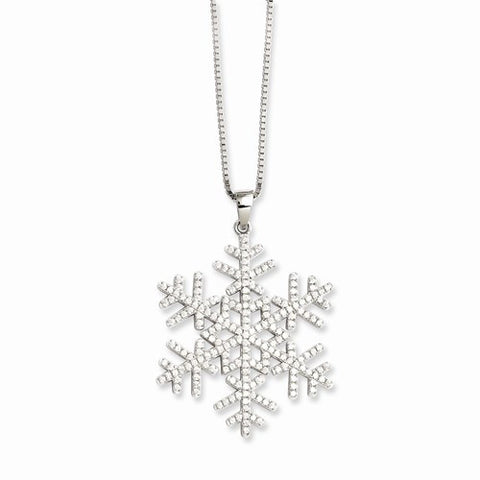 Sterling Silver & CZ Snowflake Necklace