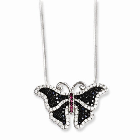 Sterling Silver & CZ Butterfly Necklace