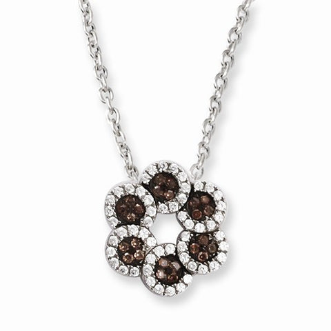 Sterling Silver & CZ Coffee Flower Necklace