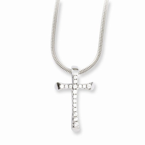 Sterling Silver & CZ Cross Necklace