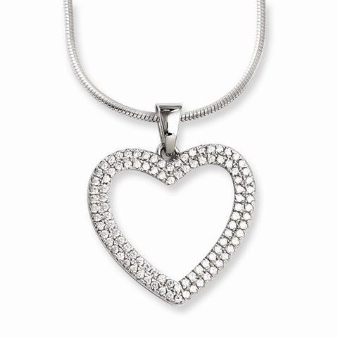 Sterling Silver & CZ Heart Necklace