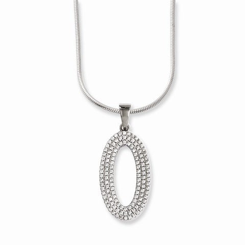 Sterling Silver & CZ Oval Necklace