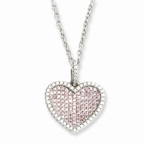 Sterling Silver & CZ Heart Necklace