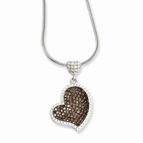 Sterling Silver & CZ Heart Necklace