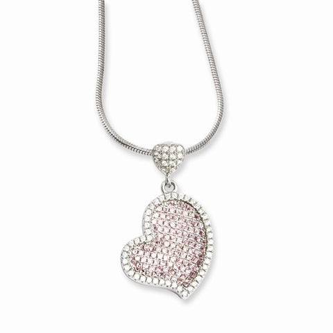 Sterling Silver & CZ Heart Necklace