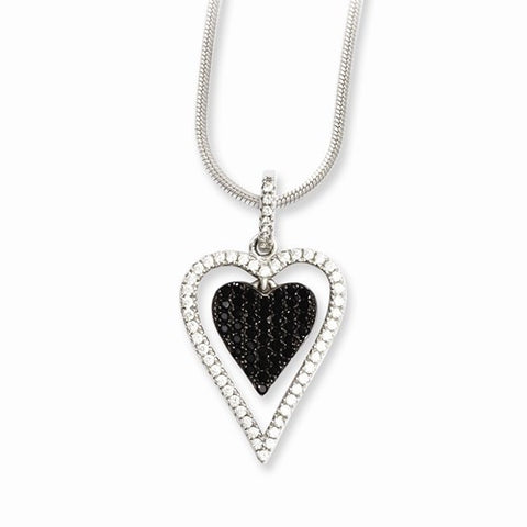 Sterling Silver & CZ Heart Necklace