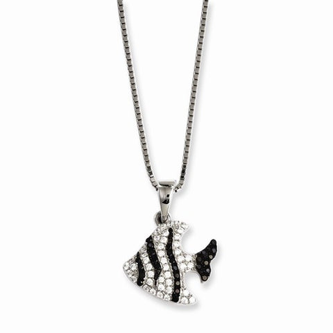 Sterling Silver & CZ Fish Necklace