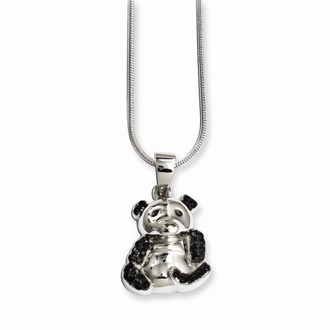 Sterling Silver & CZ Bear Necklace