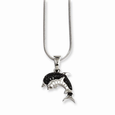 Sterling Silver & CZ Dolphin Necklace