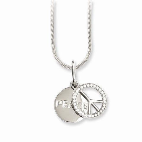 Sterling Silver & CZ Peace Necklace