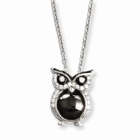 Sterling Silver & CZ Owl Necklace