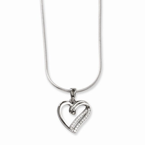 Sterling Silver & CZ Heart Necklace