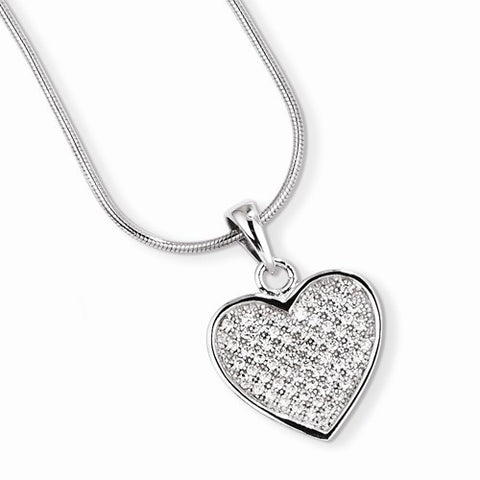 Sterling Silver & CZ Heart Necklace