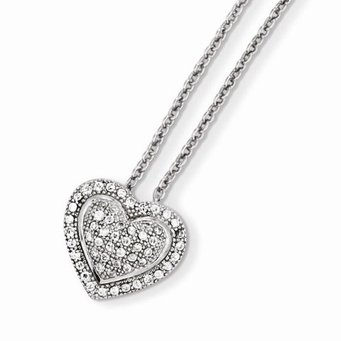 Sterling Silver & CZ Heart Necklace