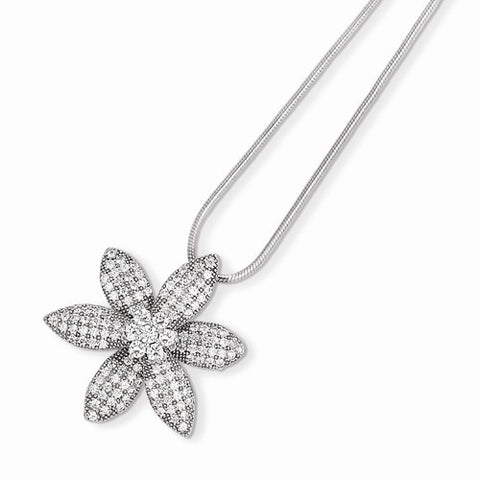 Sterling Silver & CZ Flower Necklace