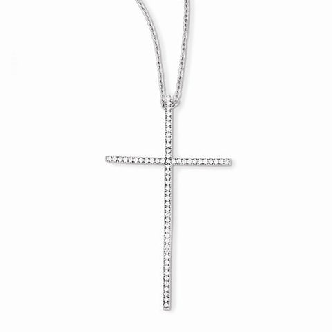 Sterling Silver & CZ Cross Necklace