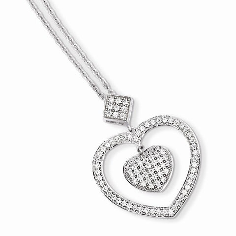 Sterling Silver & CZ Heart Necklace