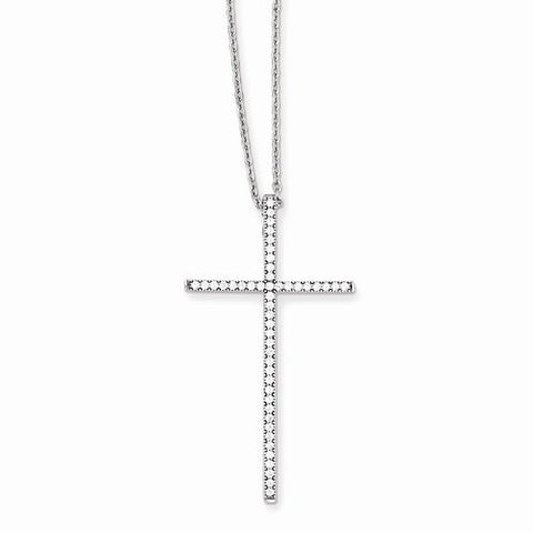 Sterling Silver & CZ Cross Necklace