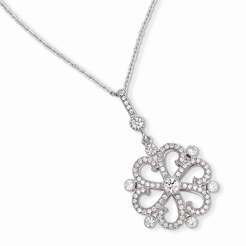 Sterling Silver & CZ Flower Necklace