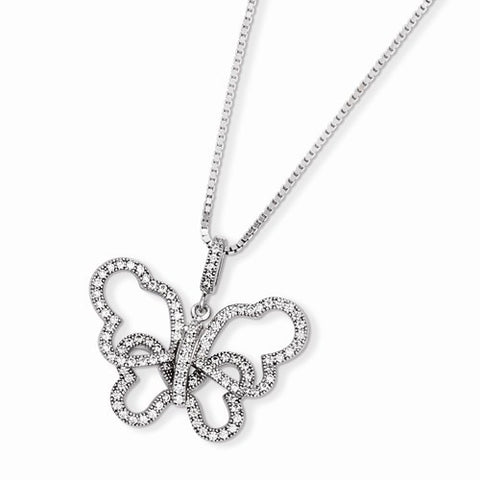 Sterling Silver & CZ Butterfly Necklace