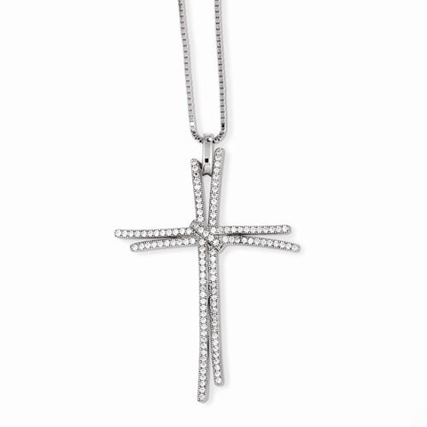 Sterling Silver & CZ Cross Necklace