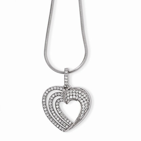 Sterling Silver & CZ Heart Necklace