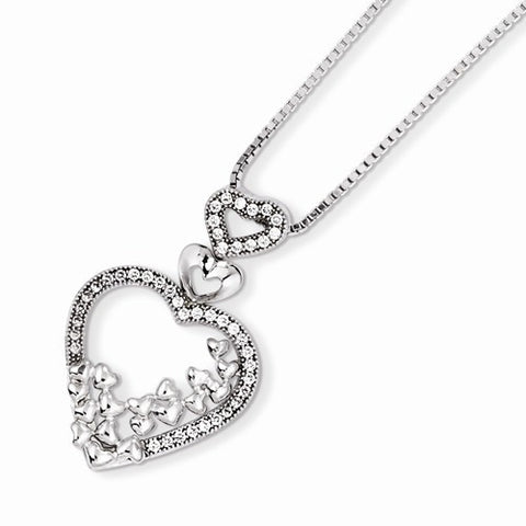 Sterling Silver & CZ Heart Necklace