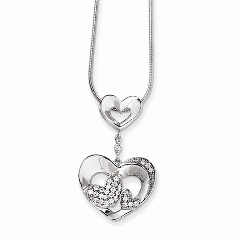 Sterling Silver & CZ Heart Necklace