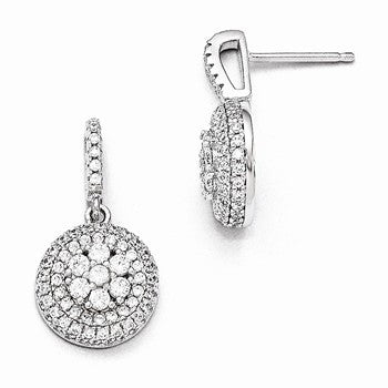 Sterling Silver CZ Dangle Post Earrings