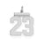 Medium Polished Number 23 Charm in Sterling Silver