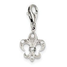 Sterling Silver CZ Fleur De lis Charm hide-image